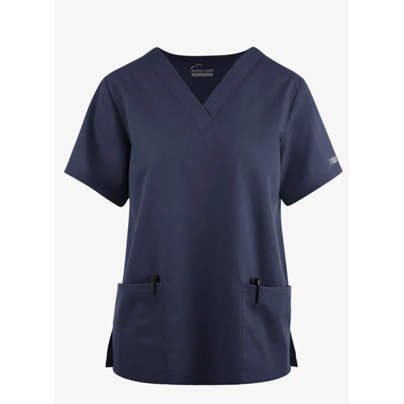 Uniform Advantage Butter-Soft™ V-Neck 2-Pocket Scrub Top – Navy (S) - Picture 4 of 5